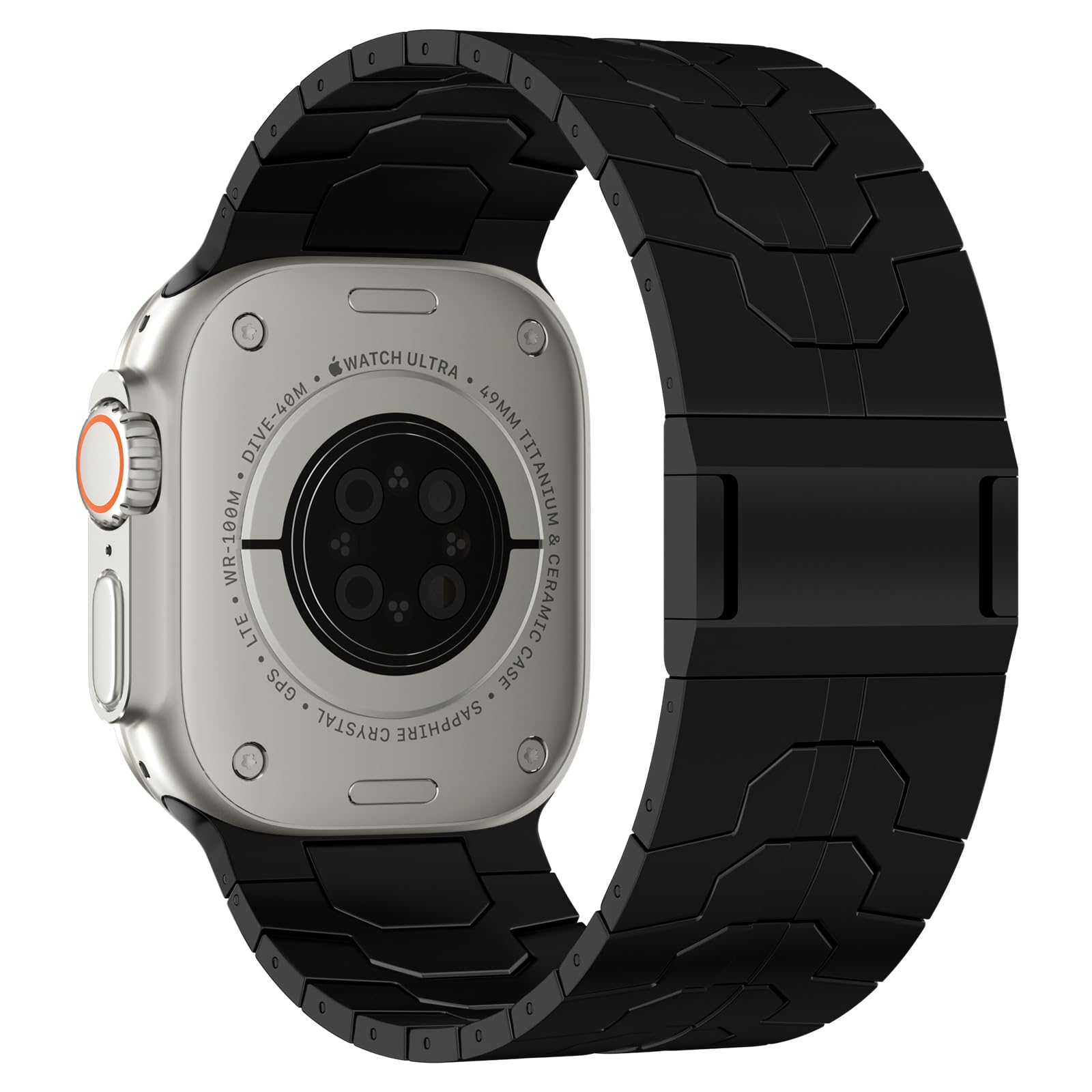 ACESTAR Titanarmband für Apple Watch Ultra 49 mm/Serie 10, 46 mm, 26 mm breit, verstellbare Glieder mit Magnetverschluss und DLC-Beschichtung
