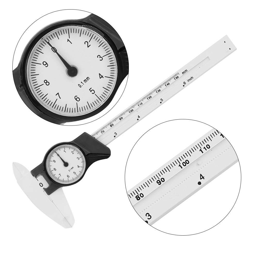 Dial Caliper 0-150mm Plastic Dial Vernier Caliper Ruler Gauge Roofessional Measure Tool(Blanco)