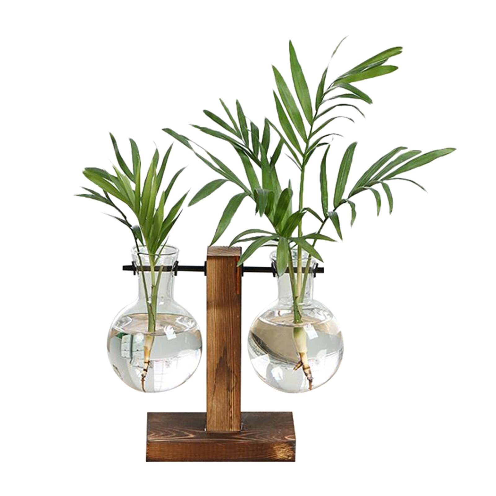 Doniczki na kwiaty rośliny hydroponiczne wazony doniczka przezroczysta waza drewniana rama szklana przełącznik rośliny dom bonsai dekoracja doniczka na rośliny (kolor: typ B)