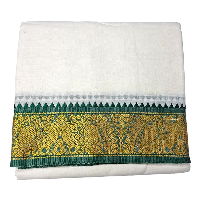 COTTON Mens Panchakacham 9X5 Unbleached Cotton Dhoti + Towel set-picture-35