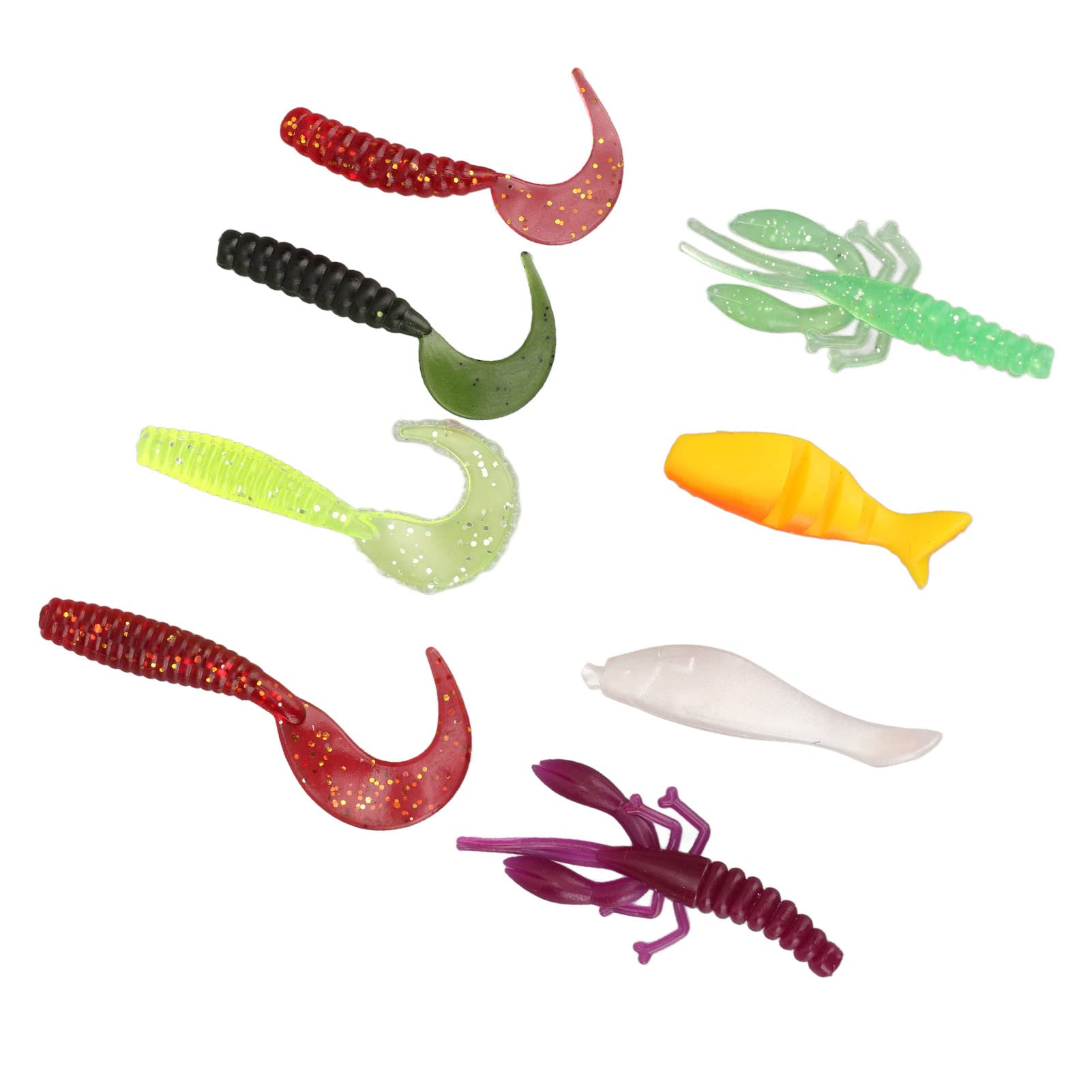 Eupheng 100-Pack Curly-Tail Grub Soft Baits - 2.3" & 2.7" Swimbaits For Bass & Panfish - View #2