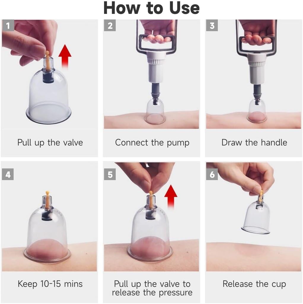 yeesport 24 Cups Cupping Therapy Set, Cupping Kit for Massage Therapy, Cupping Set Massage Therapy Cups with Vacuum Magnetic Pump, Suction Hijama Cupping Set for Pain Relief Relaxation - Image 5