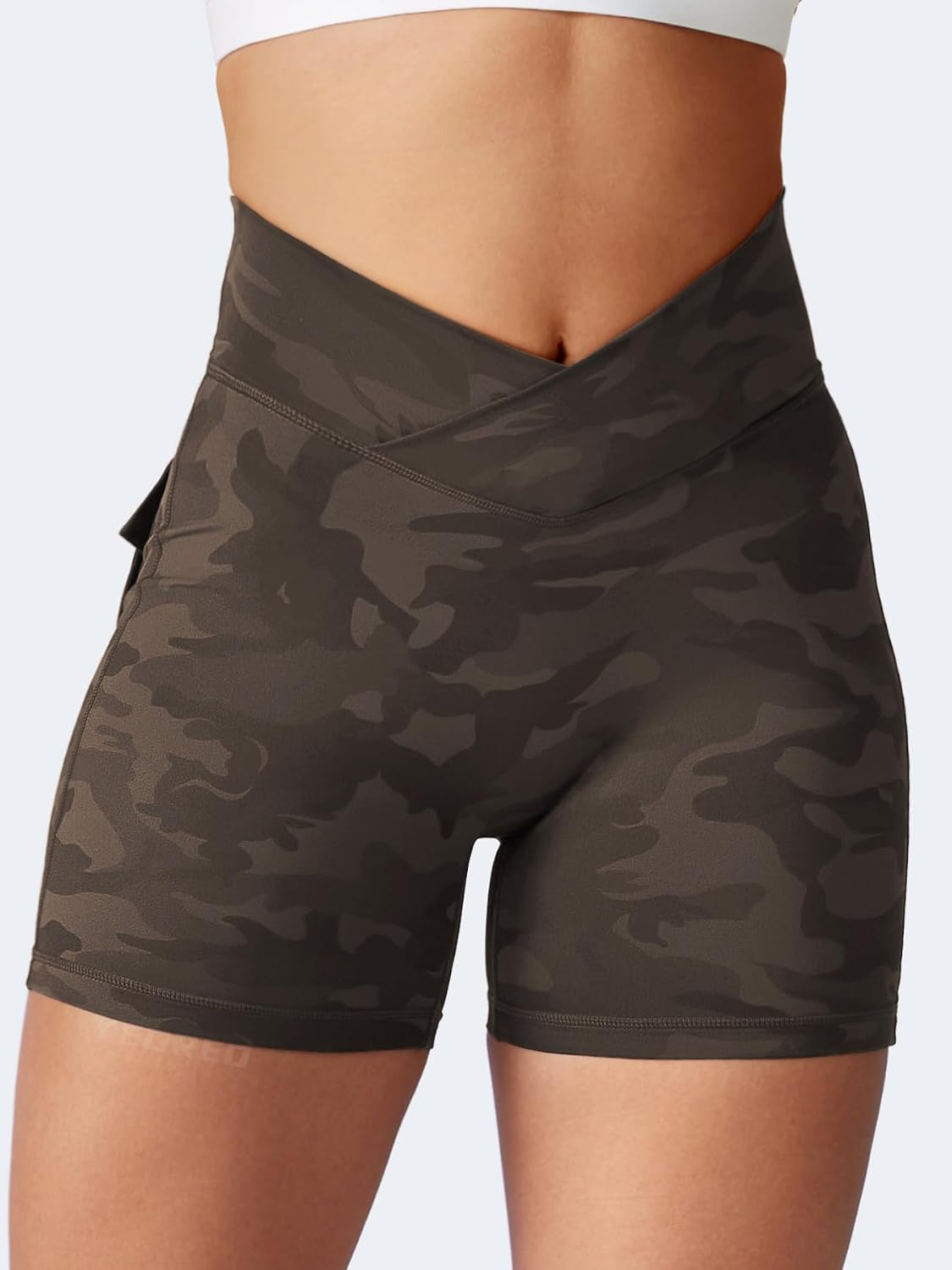YEOREO CoreFlex Scrunch Workout Shorts with Pockets Charm Gym Biker Shorts for Women High Waisted Booty Yoga