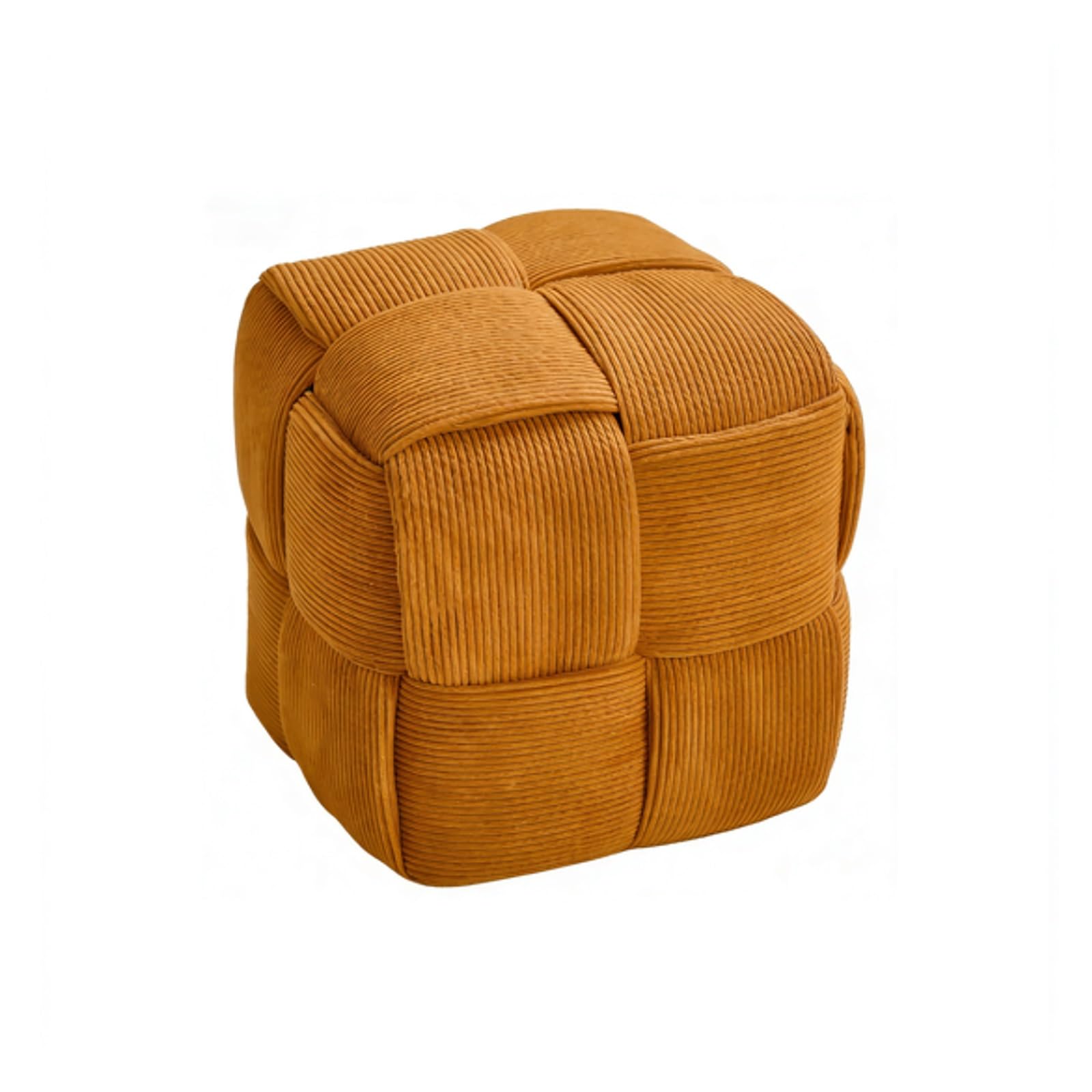 Petit repose-pieds ottoman carré orange et tabouret bas de salon confortable gain de place