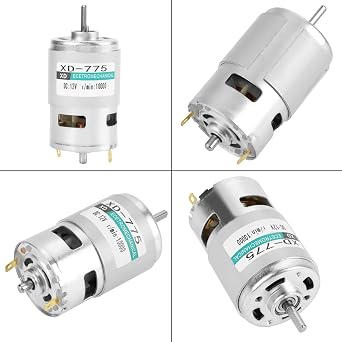 Hilitand 12V DC Motor Mini Electric Motor Double Ball Bearing High Speed Low Noise Brush DC Motor XD-775 (12V)