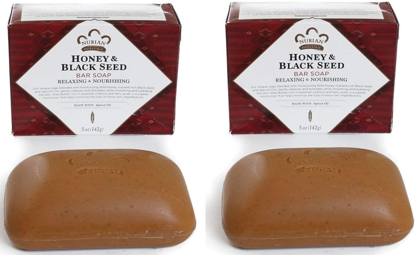 Nubian HeritageSoap Bar, Honey and Black Seed, 5 Ounce (2 Pack)