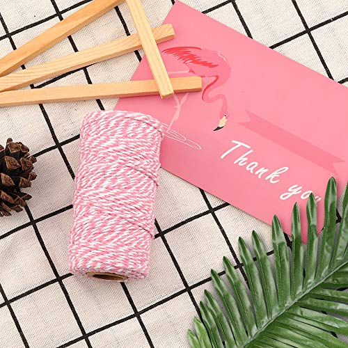 Image of jijAcraft Pink and White Twine String, 328 Feet Christmas Bakers Twine String, 2MM Heavy Duty Packing String for DIY Crafts, Christmas Decoration, Gift Wrapping, Craft Wrapping