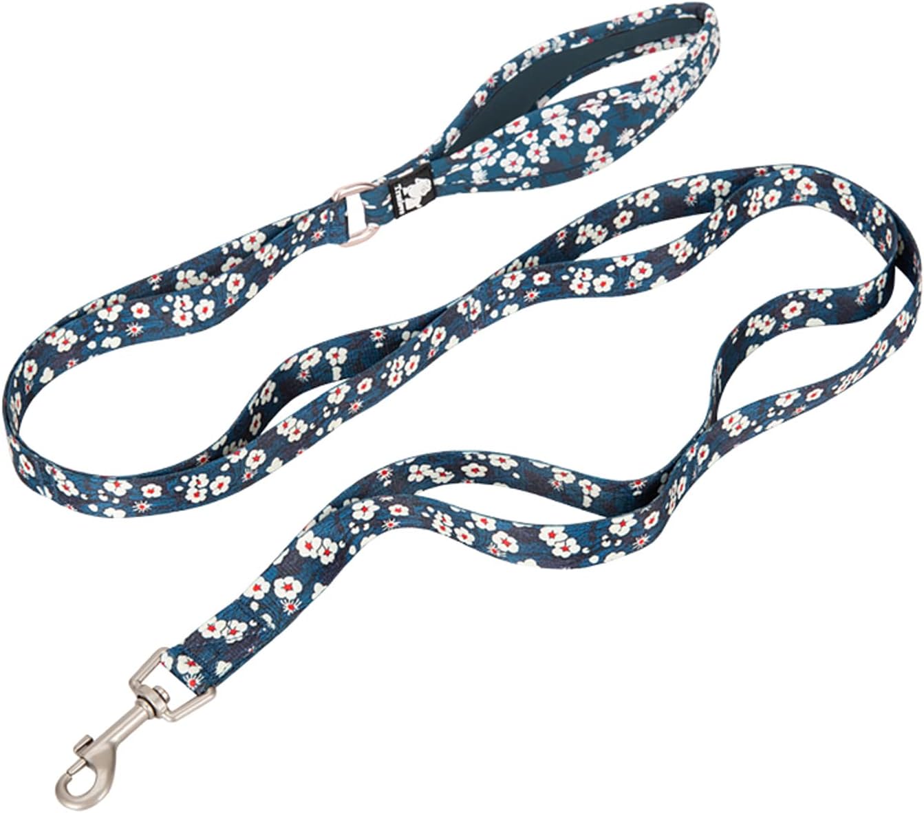 TRUE LOVE Floral Dog Leash with Multi Handles Durable Chain Rope Soft Neoprene Padded Training Control Pet Walking Lead for Small Dogs TLL3112(Poppy Red,M)