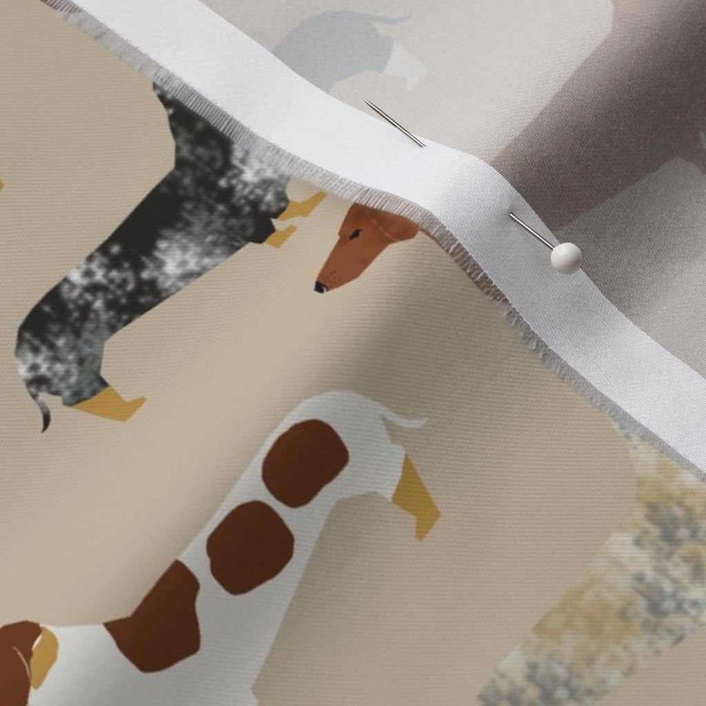Spoonflower Fabric - Dachshund Dachshunds Dogs Dog Pet Cute Pets Weiner Wiener Printed on Organic Cotton Sateen Fabric by The Yard - Sewing Quilting Apparel Home Decor