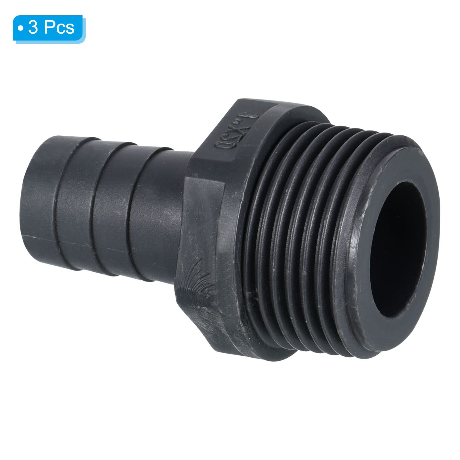 PATIKIL UPVC Barb Hose Fitting, 20mm Barbed G1 Male Thread Pipe Connector Adapter Quick Fittings for Water Fuel Air Gray - Image 3
