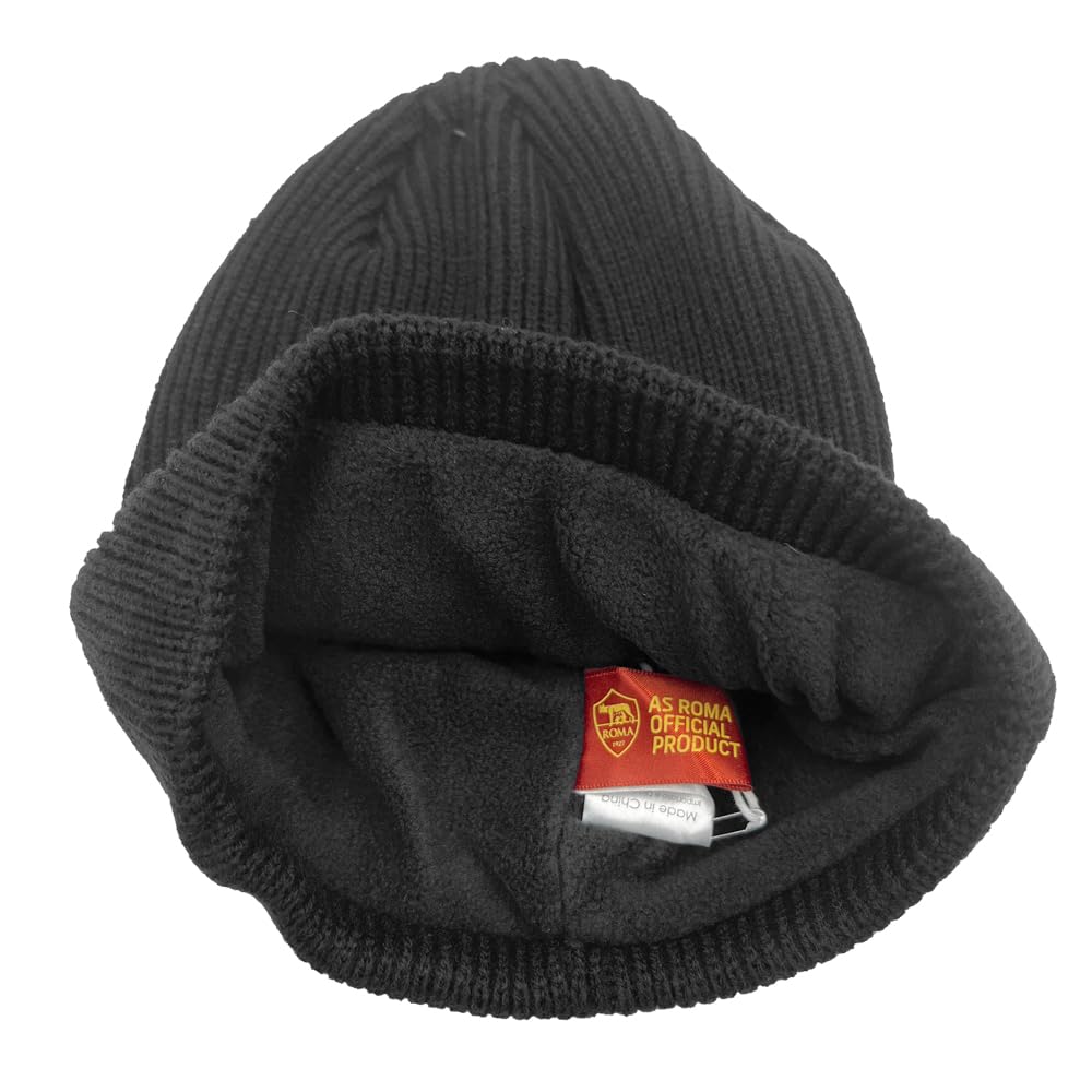 Cappello Skipper a Maglia con Patch Pelle Ricamato AS Roma Prodotto Ufficiale