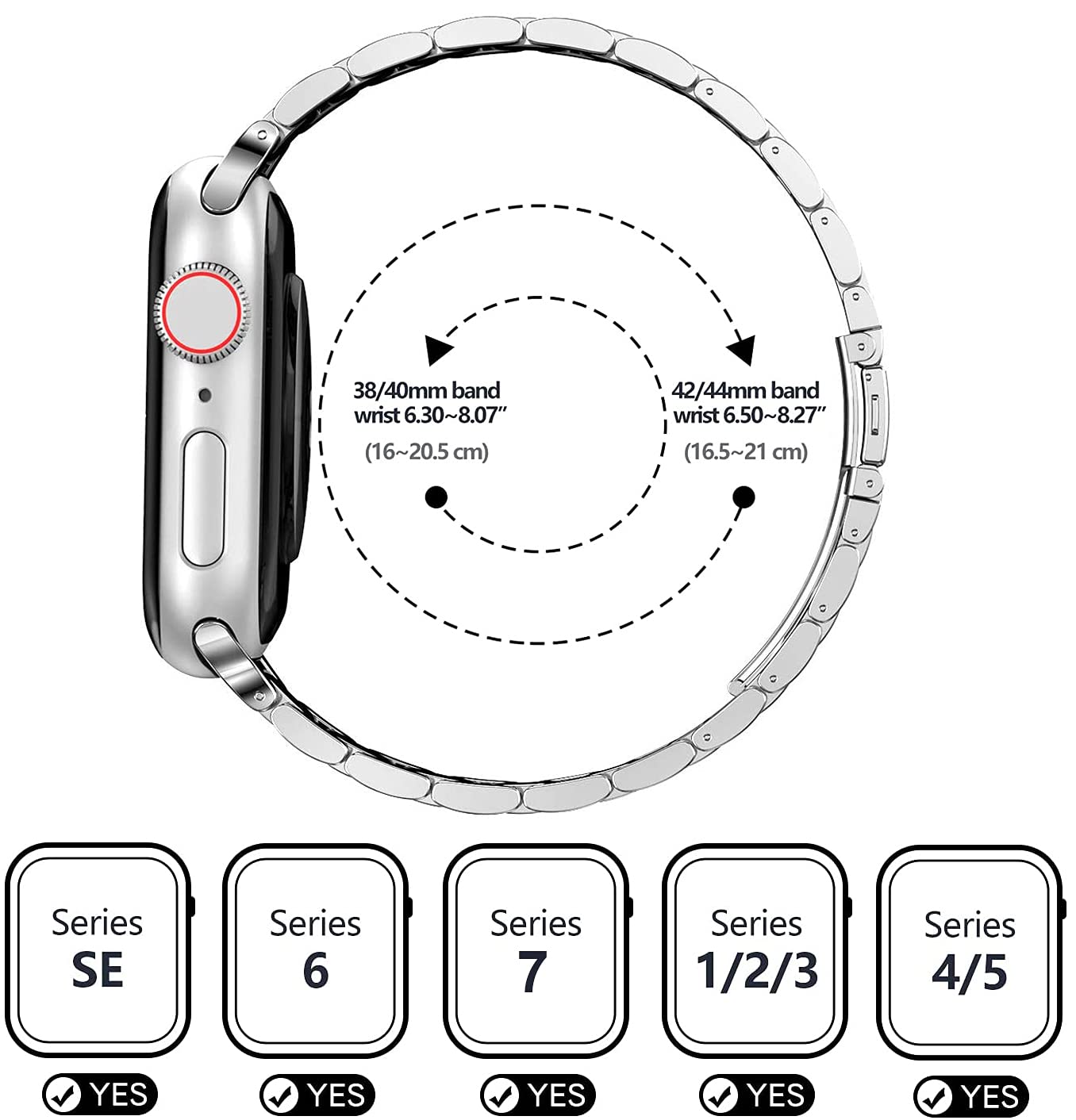 baklon 2 Pezzi Compatibile con Cinturino Apple Watch 42/44/45/49mm, Cinturino in Acciaio Inossidabile di Sportivo Compatibile con iWatch series Ultra2/Ultra/SE2/SE/9 8 7 6 5 4 3 2 1 Argento