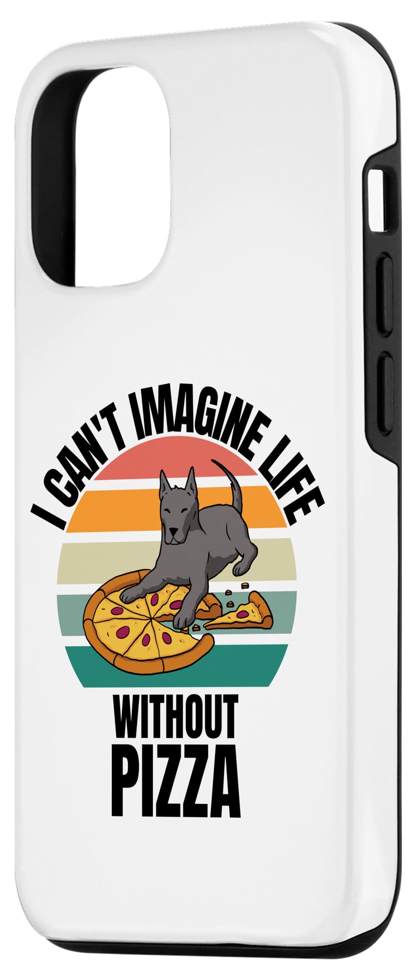 iPhone 13 Pro Retro Cute Pitbull Dog I Can't Imagine Life Without Pizza Case - Image 2