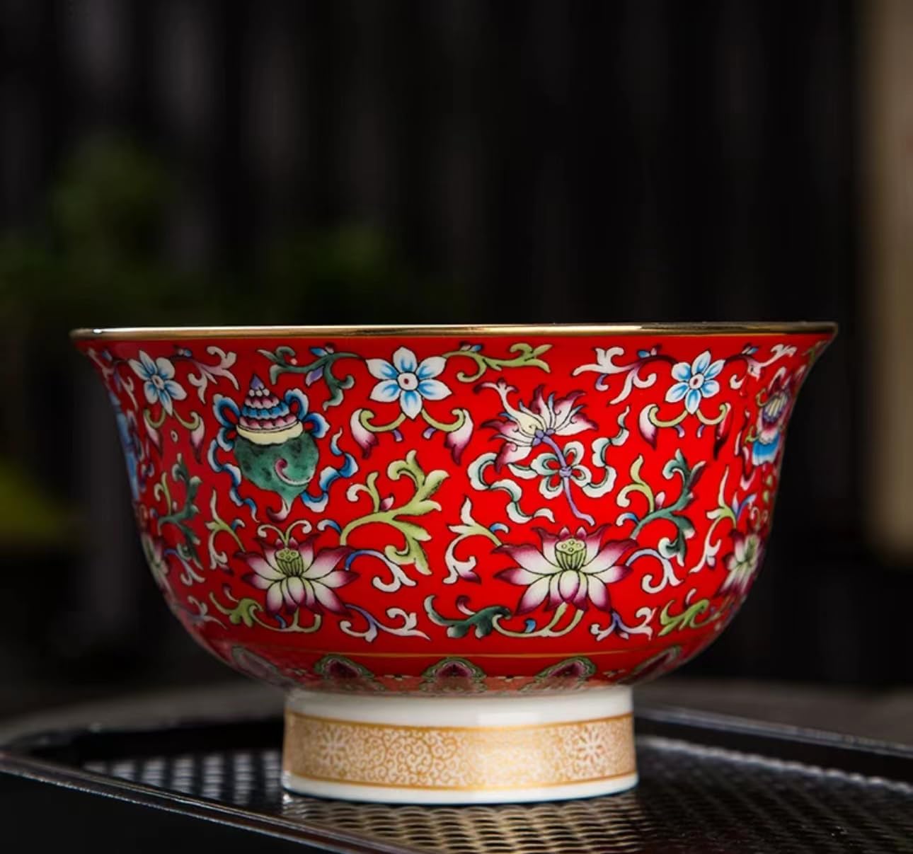 白磁チャイナペインティングスープチューリン 陶器 蓋付きボウル35cm