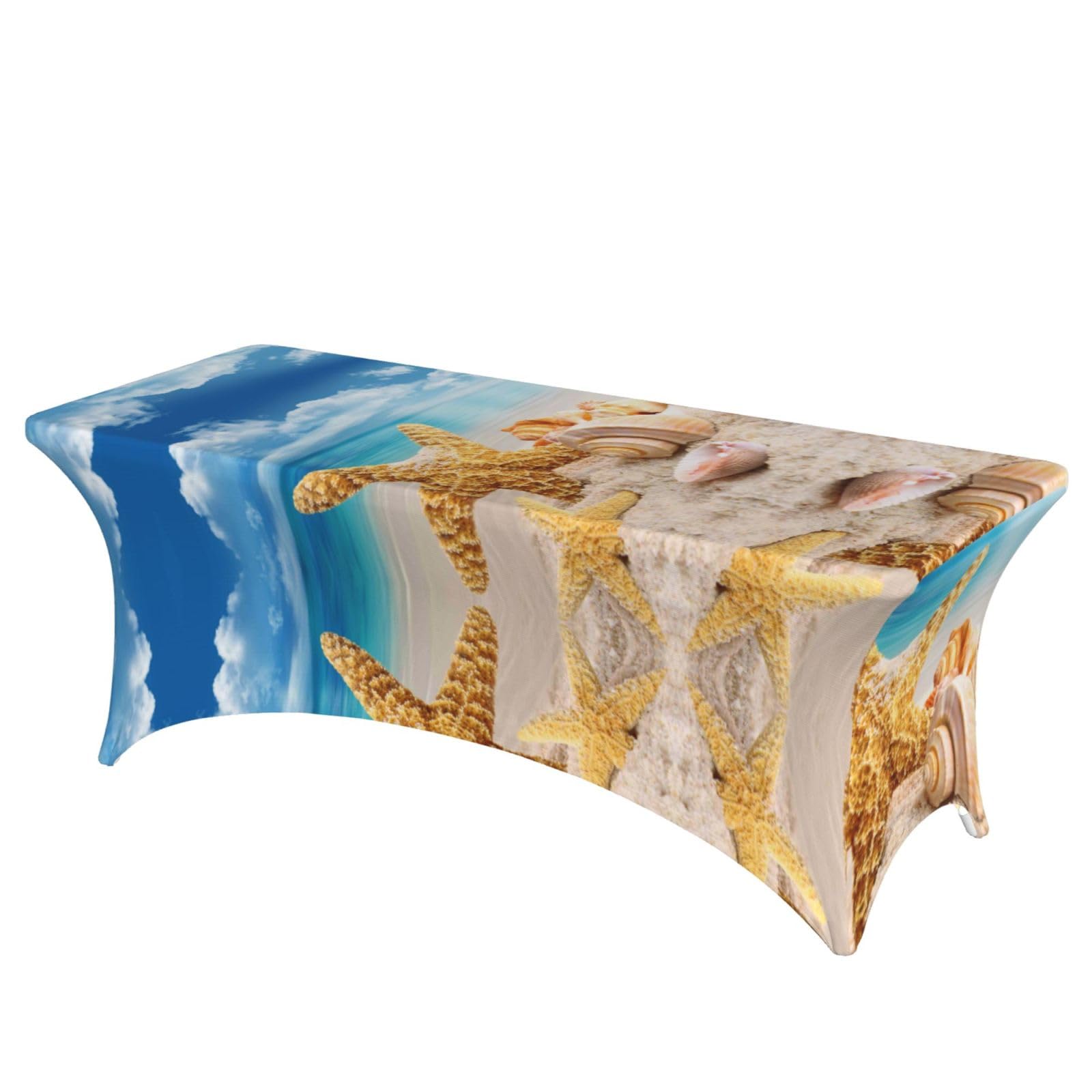 ERCgad Starfish Seashell Ocean Beach Print Rectangular Tablecloth Dining Banquet Party Events Home Celebration Table Cover
