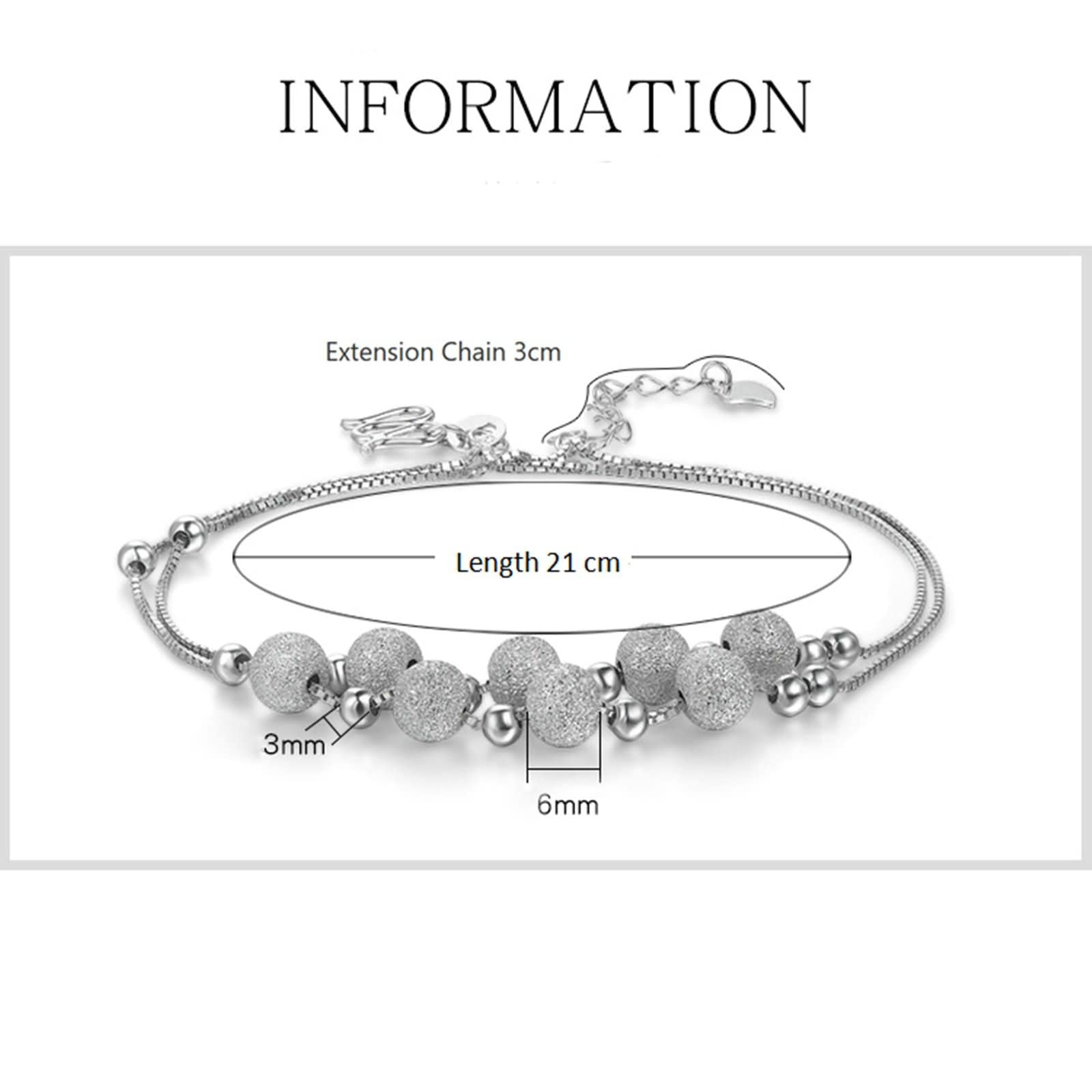 Cavigliere in Argento,Cavigliera Donna Perline Opache Cavigliere Donna 24CM Cavigliere Argento 925 Donna