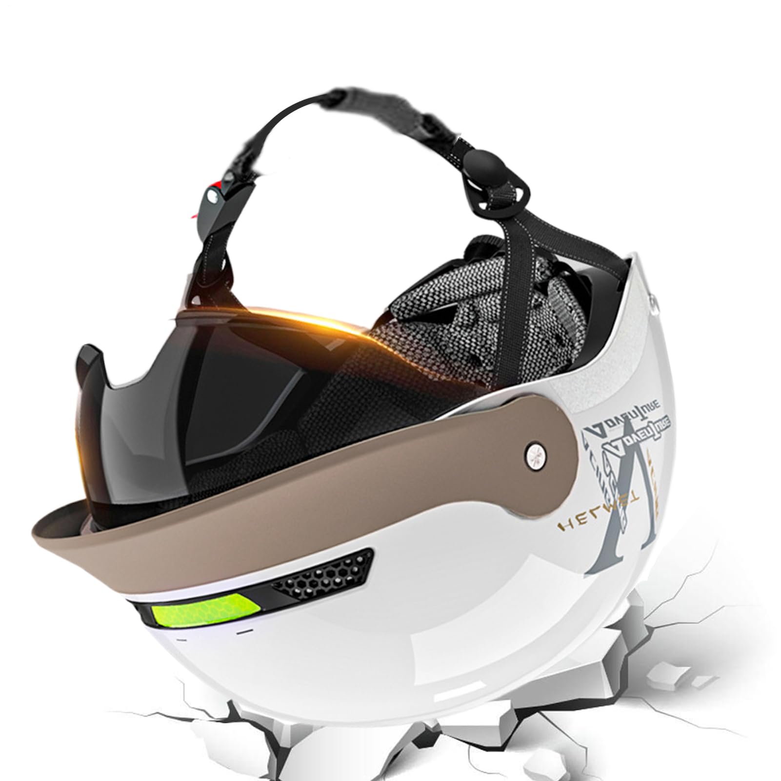 Casco De Moto Media Cabeza - Casco para Moto y Scooter con Visor - De Apertura Rápida Unisex - para Ciclismo Scooter Skate Cruiser Bicicleta De Monte Y ATV