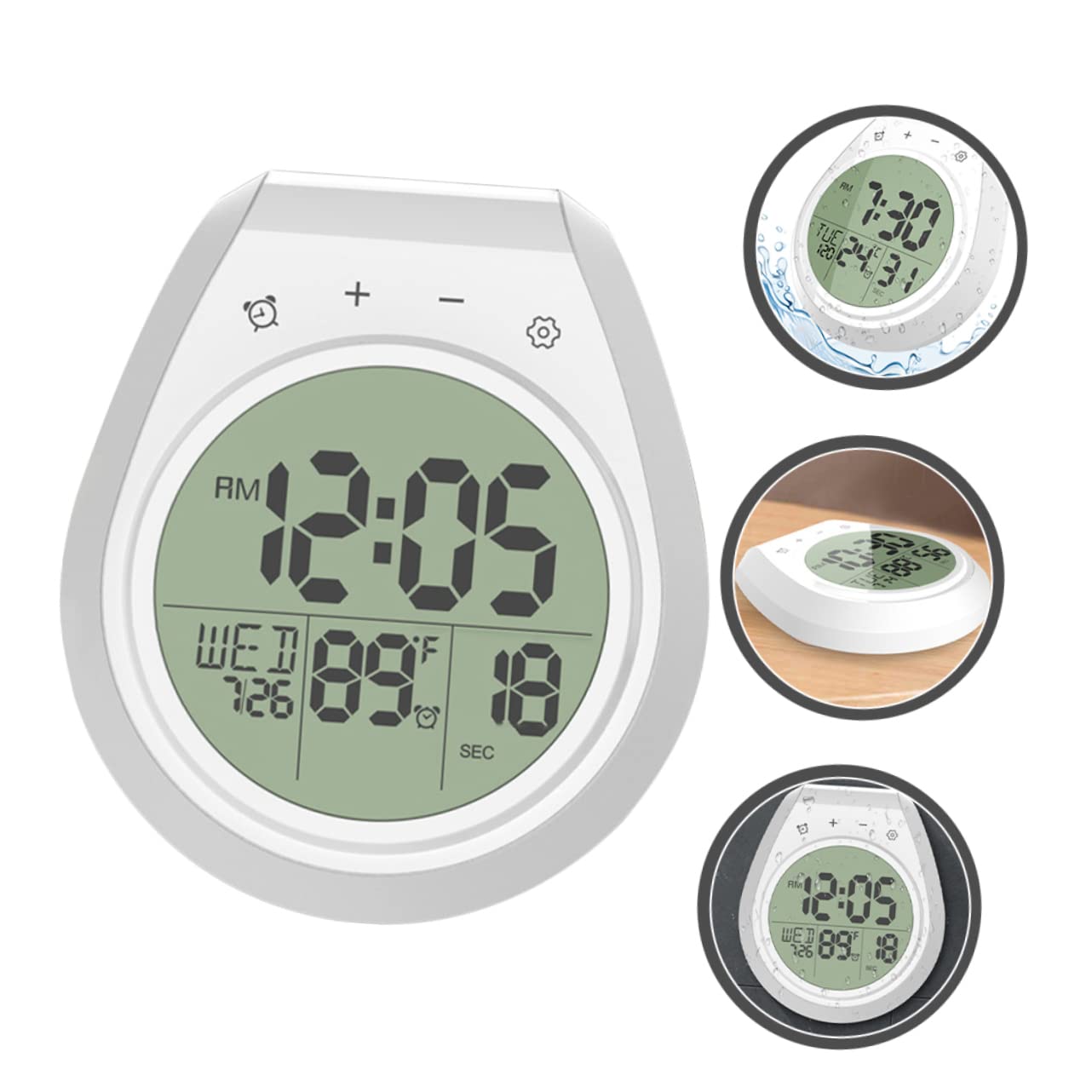 Ciieeo Digital Bathroom Clock with Suction Cup Wall Mounted Design Temperature Gauge for Showers for Bathroom Kitchen Use