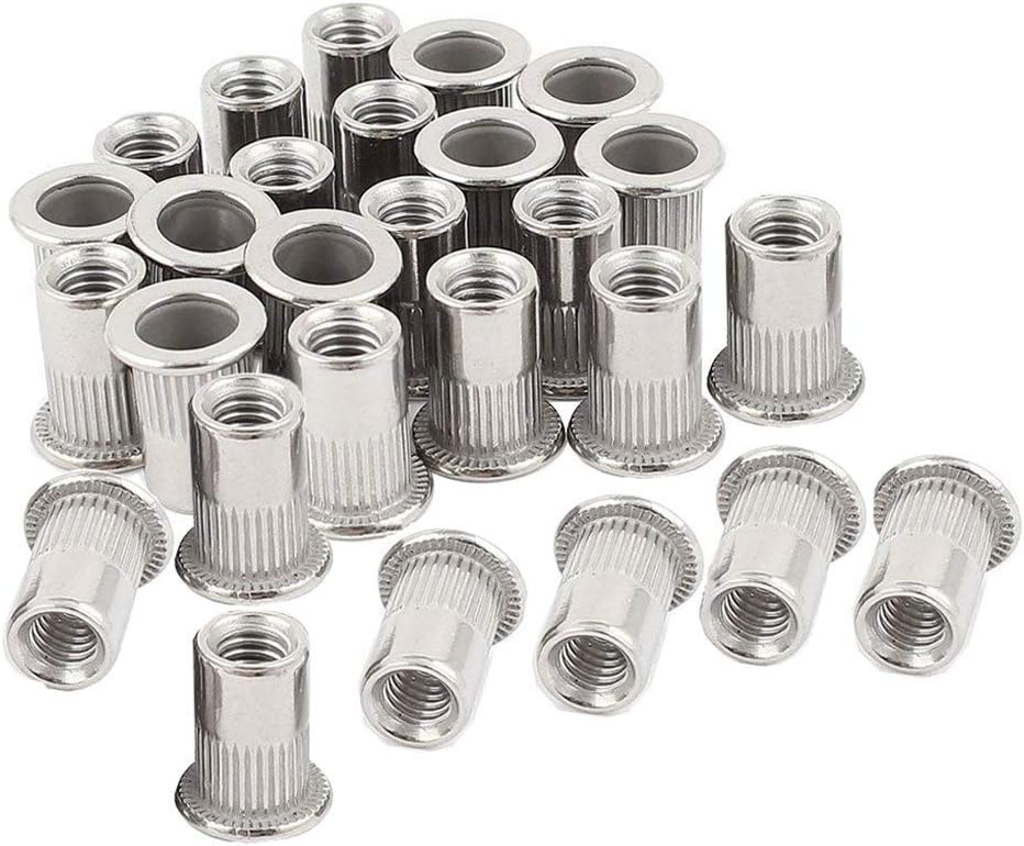 40pcs M6 Rivet Nuts Stainless Steel Threaded Insert Nutsert Rivnuts M6-1.0 Threads Nuts