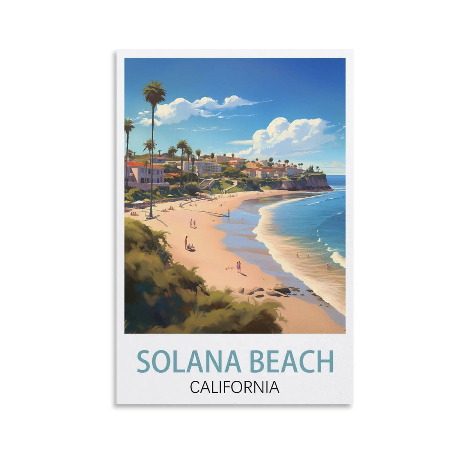 Metal Bar Signs Vintage Travel Tin Signs Metal Poster Wall Decor Office Cafe Bathroom Badroom Solana Beach California Posters 30x30cm