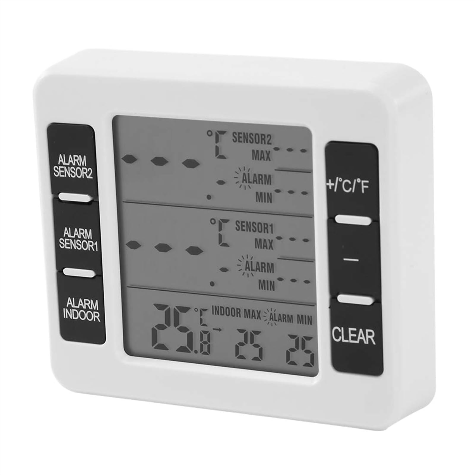 Termometro Digitale Wireless con Allarme Temperatura Frigorifero, Memoria Temperatura Minima/Massima con Strumento misuratore sensore 2 Pezzi