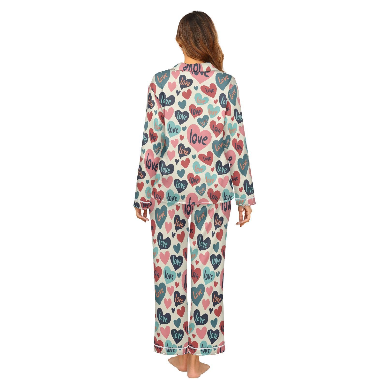 Conjunto de pijama de seda suave de manga larga de satén, ropa de descanso, tallas S-XXL