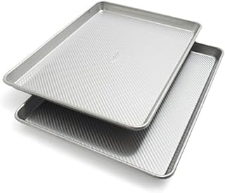 Commercial Sheet Pan Set – 2-Piece Heavy-Duty Aluminized Steel Pans with Fluted, Corrugated Design for Even Baking, Nonstick Silicone Coating, Rust & Warp Resistant, 17.25" x 12.25"
