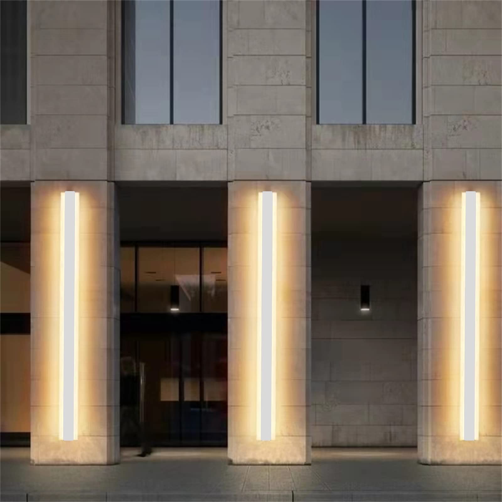 LED Blanco Exterior Apliques de Pared Regulable con Control Remoto Lámpara de Pared Exteriores Interior Largo Barra Brillo Ajustable IP65 Impermeable Luz de Aluminio Balcón Jardín Porche (80cm 46W)