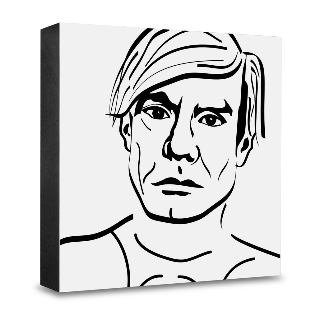 Bloc photo en bois HG-PE04 Andy Warhol 15x15 cm deco sans percer de mur