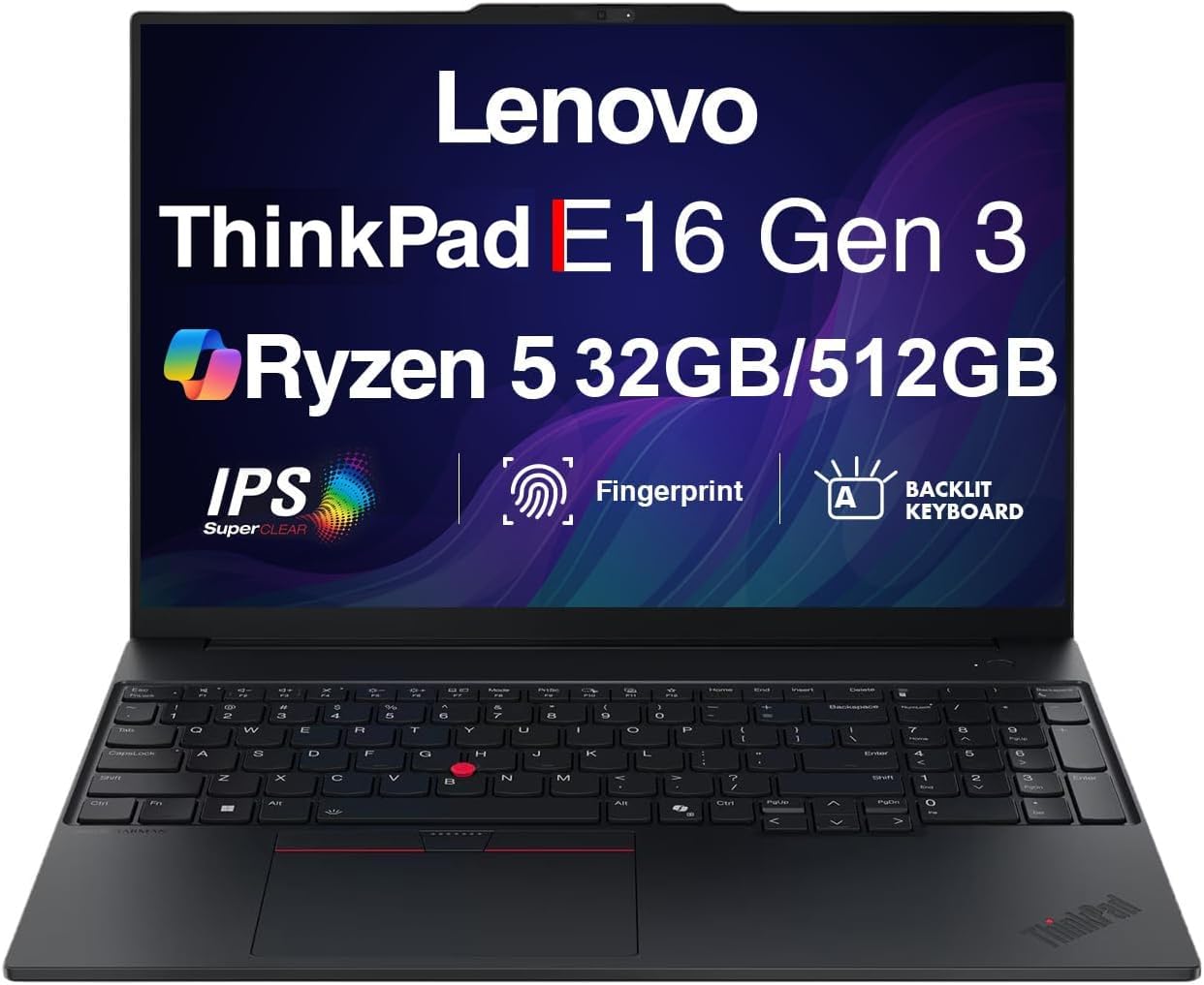 Lenovo ThinkPad E16 Gen 3 Laptop, AMD Ryzen 5 230, 16" FHD+, 32GB/512GB