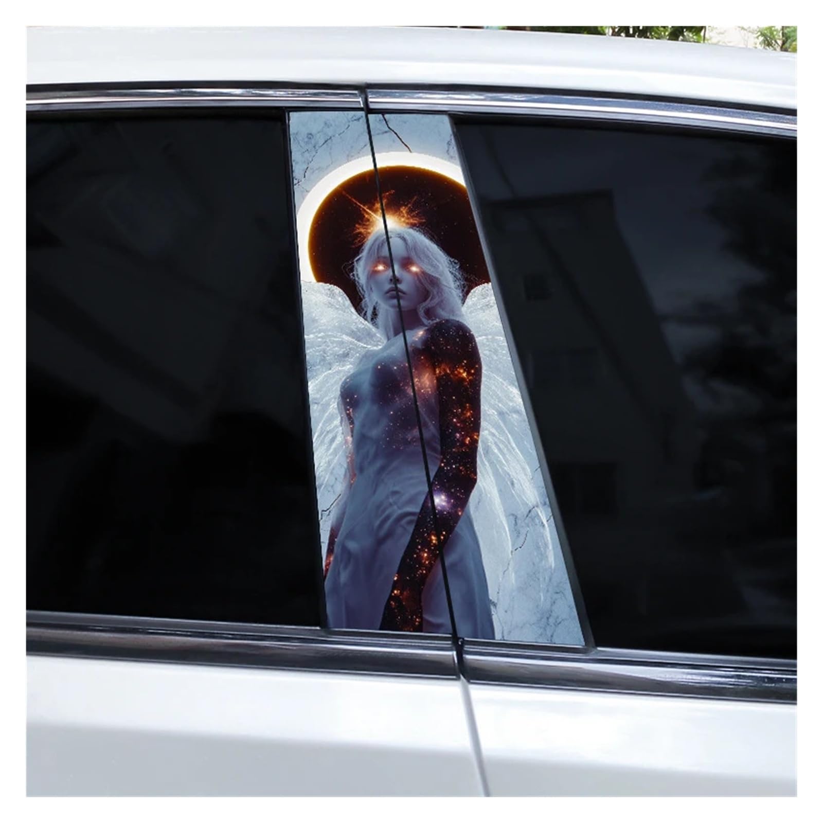 Car Side Decals 2pcs Cross Nun Sticker Car Doorpost Decal Waterproof Sunscreen for B-Pillar Door Decoration(Style J)