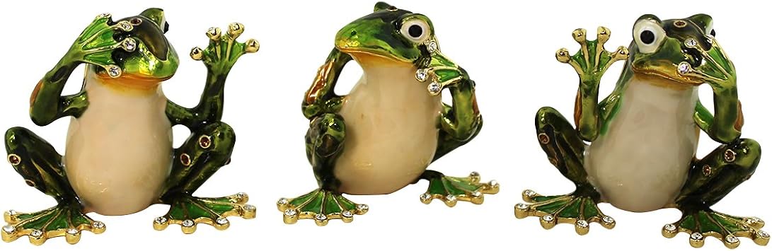 echomerx See, Hear, Speak No Evil Frog Trinket Box Set