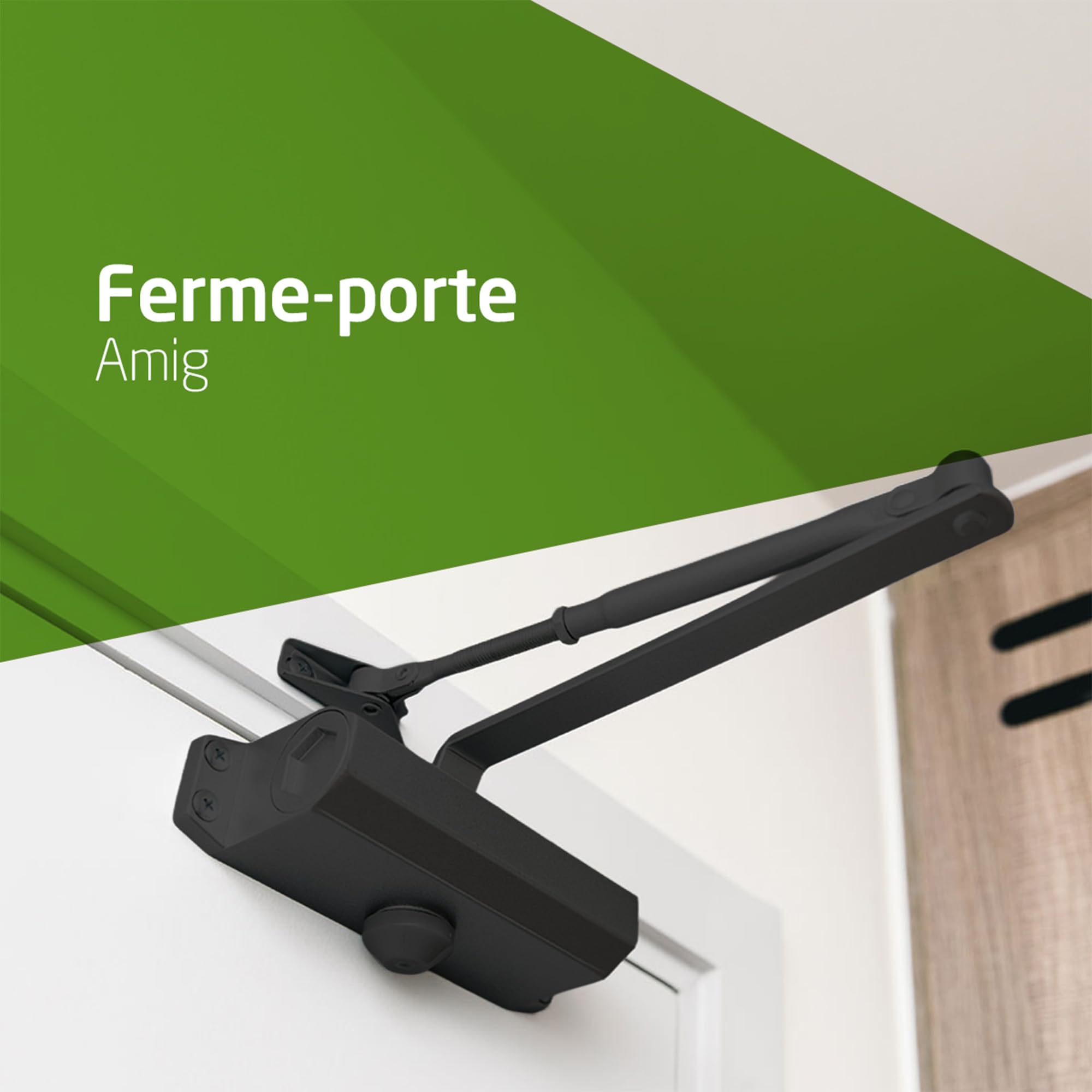 Amig - Ferme-porte hydraulique en aluminium - noir - pour freiner ou retenir les portes d’un poids maximal de 40 kg et 85 cm de large, amortisseur anti-chocs et claquements de porte, vis incluses