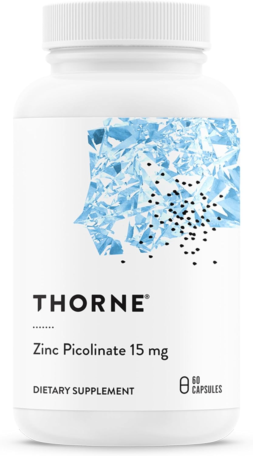 THORNE – Zinc Picolinate 15mg – Highly Absorbable Zinc Supplement – Supports Wellness, Immune System, Eye, Skin, and Reproductive Health* – Gluten-Free, Soy-Free, Dairy-Free – 60 Capsules