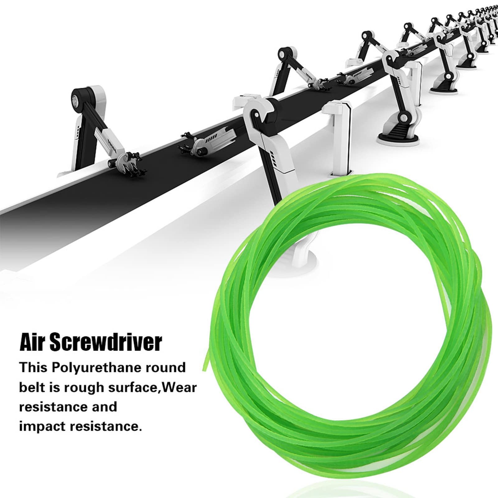 Rough Surfaces PU Poly Round Belt for Drive Transmission-Green(2mm*10m)