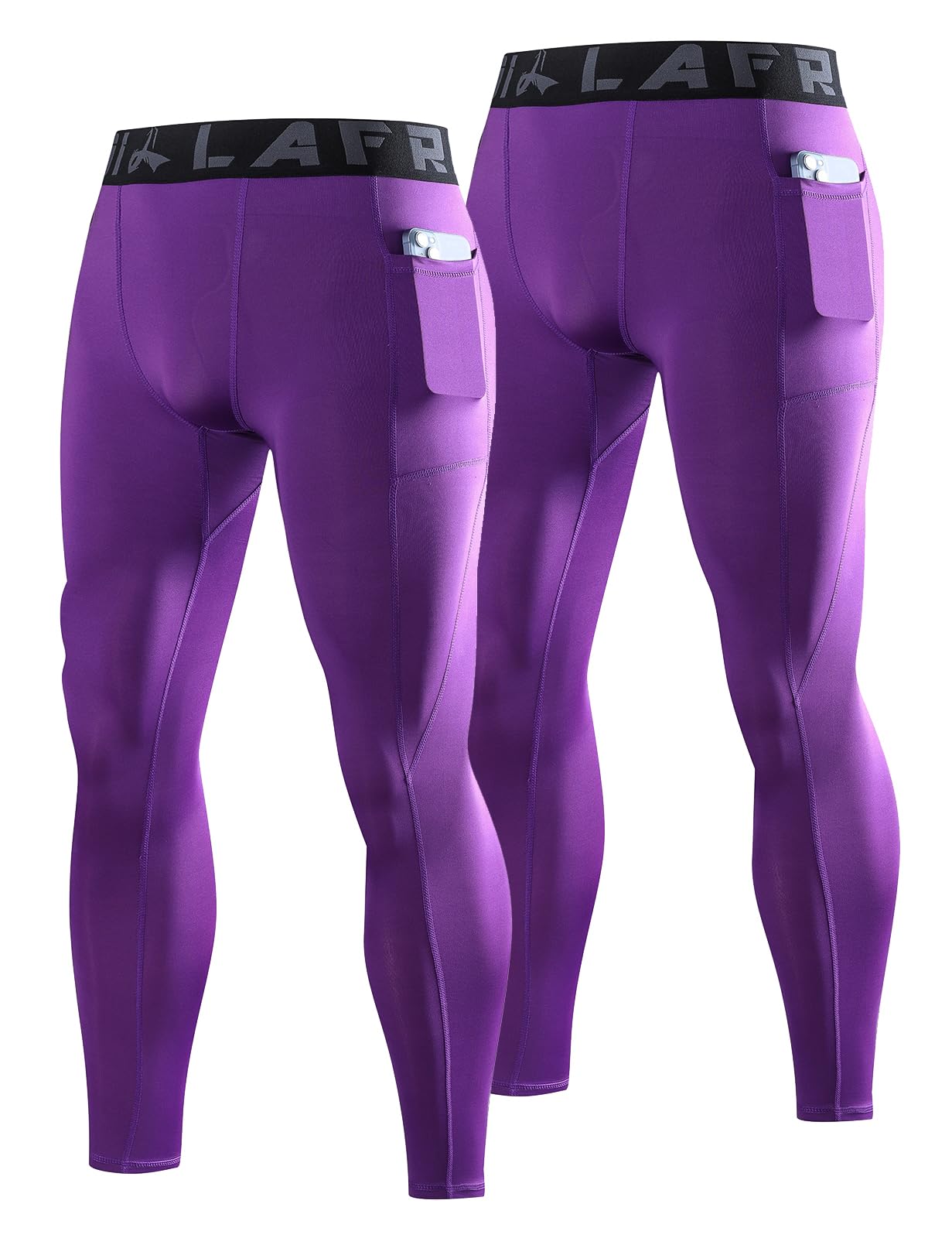 LAFROI Herren 2-Pack schnelltrocknende Kompressionshosen für Training, Laufen, Sport, Baselayer, Leggings, Strumpfhosen