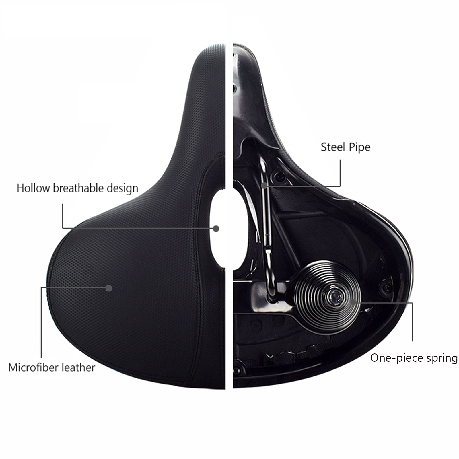 Selle Velo Ultra Confortable, Selle Gel Ergonomique Imperméable et Respirante Selle Vélo Gel à Design Creux Respirant,Coussin de vélo Large et Souple, pour Bicyclette/VTT/Vélo de Route,Silica Gel,A