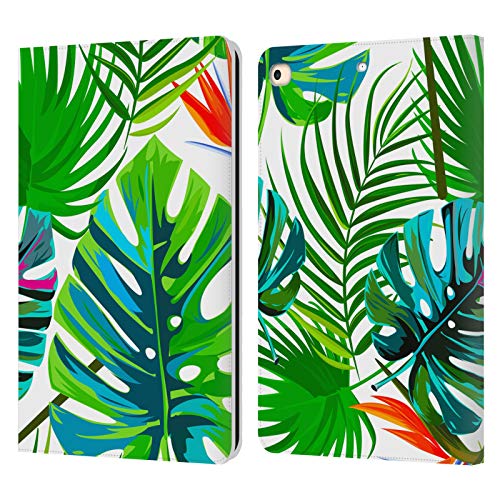 Étui portefeuille en cuir Haroulita pour iPad 9.7 2017 2018 motif feuilles