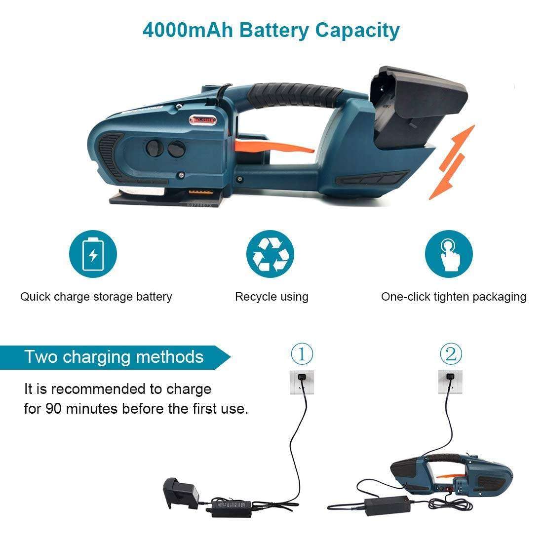 Reggiatrice elettrica per Saldatura, utensile per reggiatura, Batteria da 4000 mAh, Larghezza della Cinghia da 1/2 a 5/8 Pollici, Macchina per reggiatura Automatica(