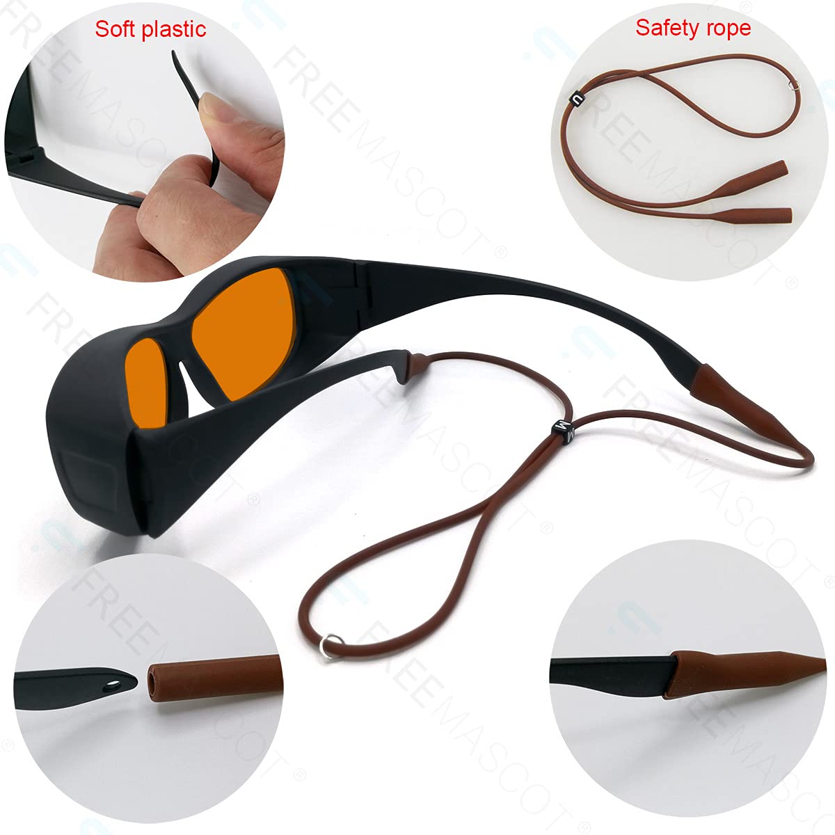 FREEMASCOT OD 6+ 190nm-490nm Wavelength UV light/Anti Blue Light Blocking Safety Glasses for 405nm, 445nm - Image 3