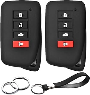 2pcs Compatible with Lexus 4 Buttons HYQ14FBA Smart Black Silicone Case Cover Protector Keyless Remote Holder for Lexus ES250 ES350 ES300H IS250 GS350 GS450 LC500h LS460 LX570 NX200t RX350