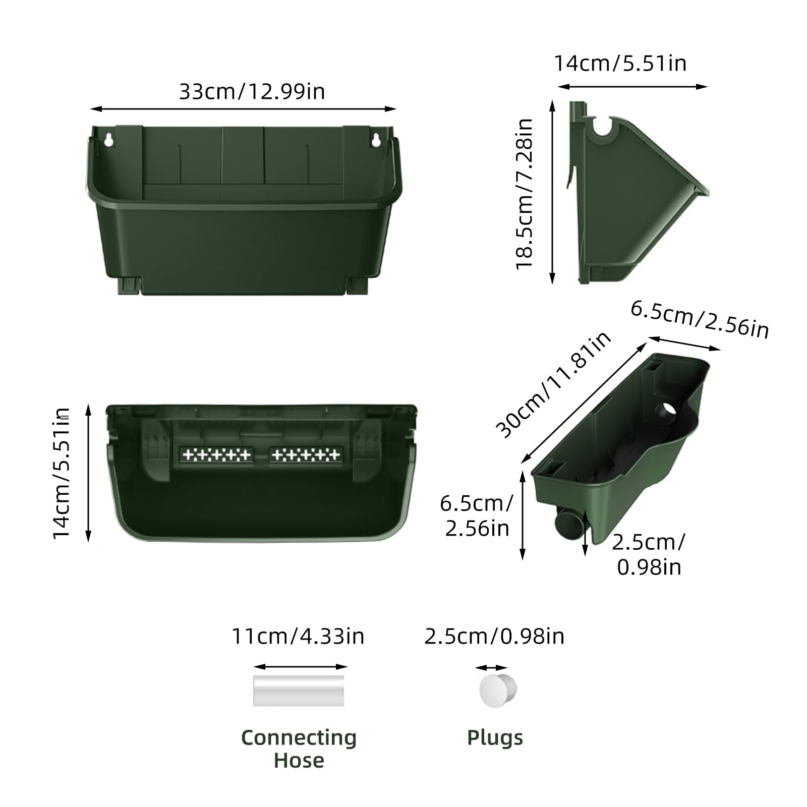 Hängende Pflanztaschen, Selbstbewässernder Wandpflanztopf, Vertikaler Garten Pflanzenwand für den Außenbereich mit 16 Töpfen, Wandmontierter Pflanztasche für Garten, Terrasse (16 Stück-Armeegrün A)