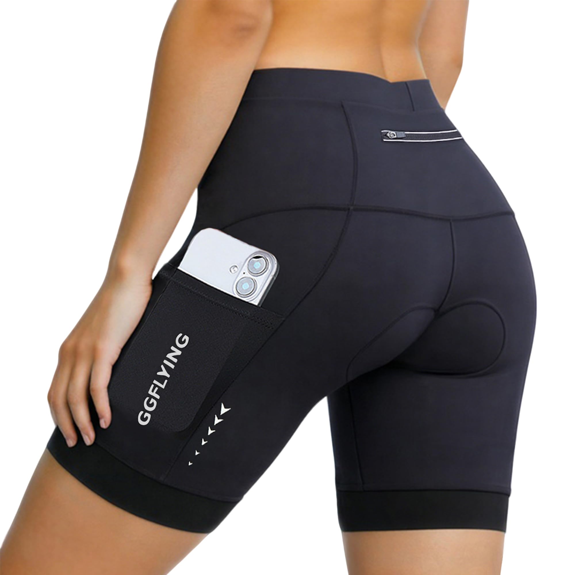 Fahrradhose Damen 5D Gepolstert Radlerhose Damen Radhose Kurz Schnelltrockende Atmungsaktive mit 3 Tasche