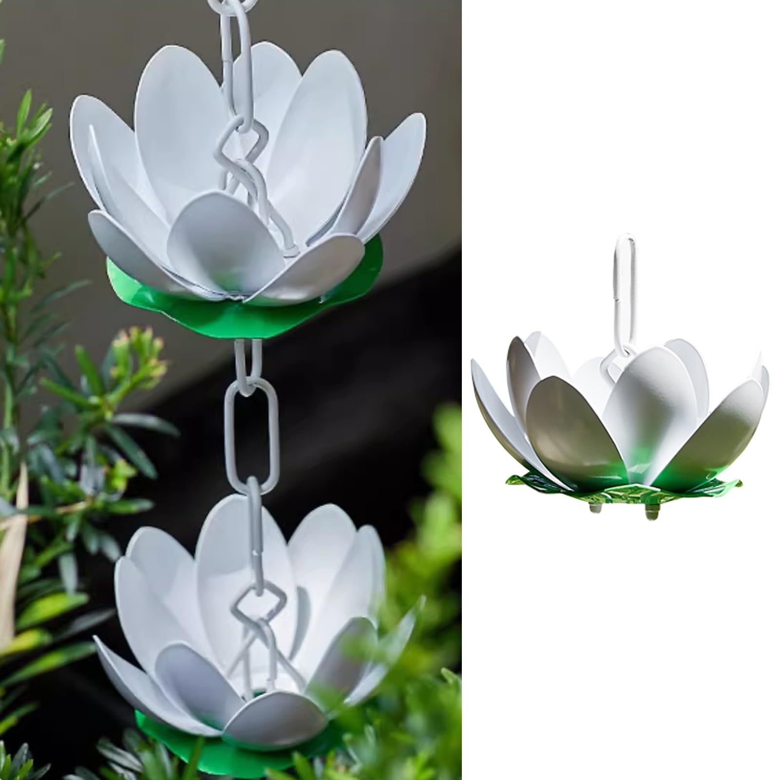 Chaîne de Pluie décorative extérieure, exquise chaîne de récupération de Pluie pour gouttière (Couleur : cuivre, Taille : 5 m (16,4 pi)) (Blanc 2 m (6,6 pi))