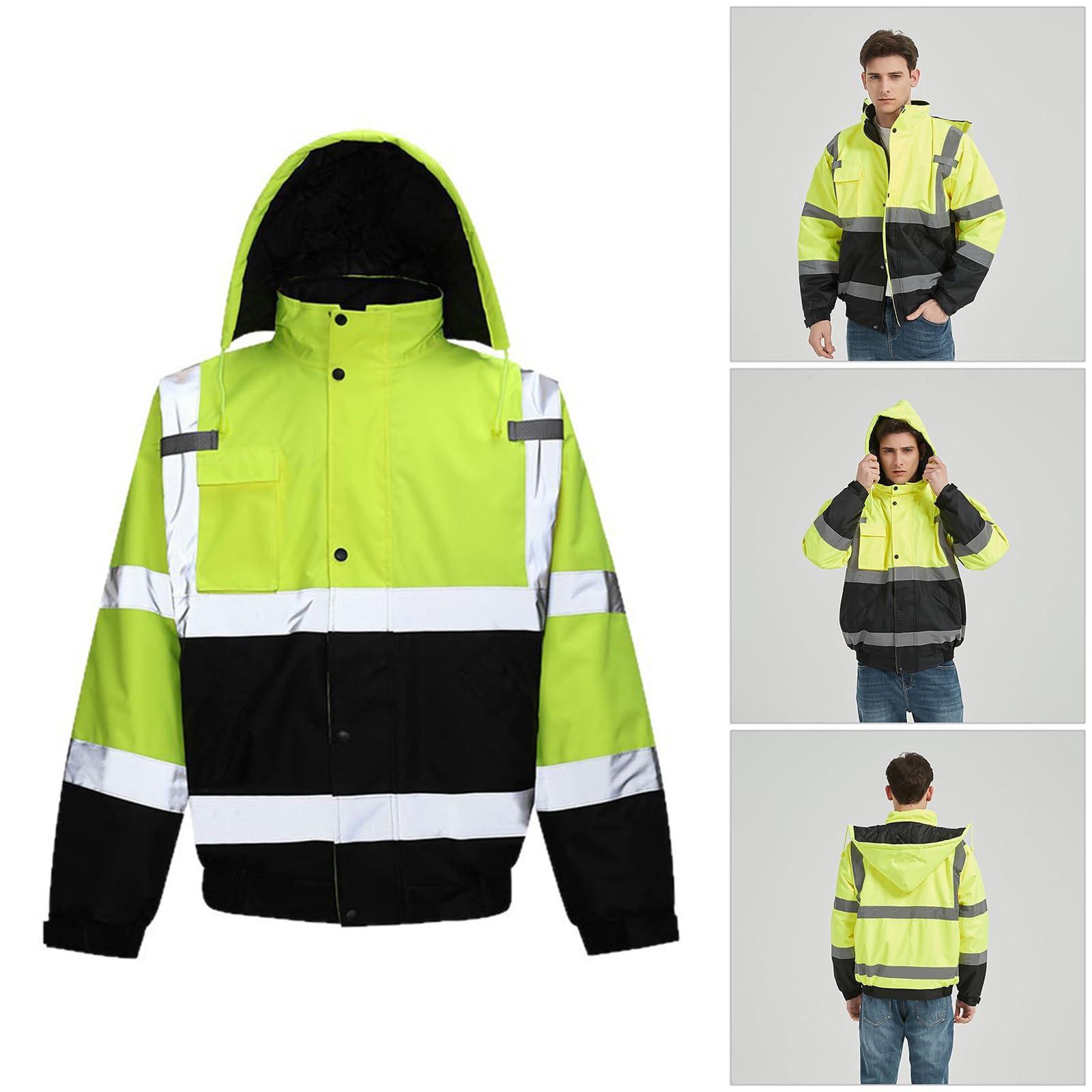 Chaquetas aislantes transpirables impermeables para visibilidad en el trabajo al aire libre, chaquetas de lluvia, trabajo en carretera