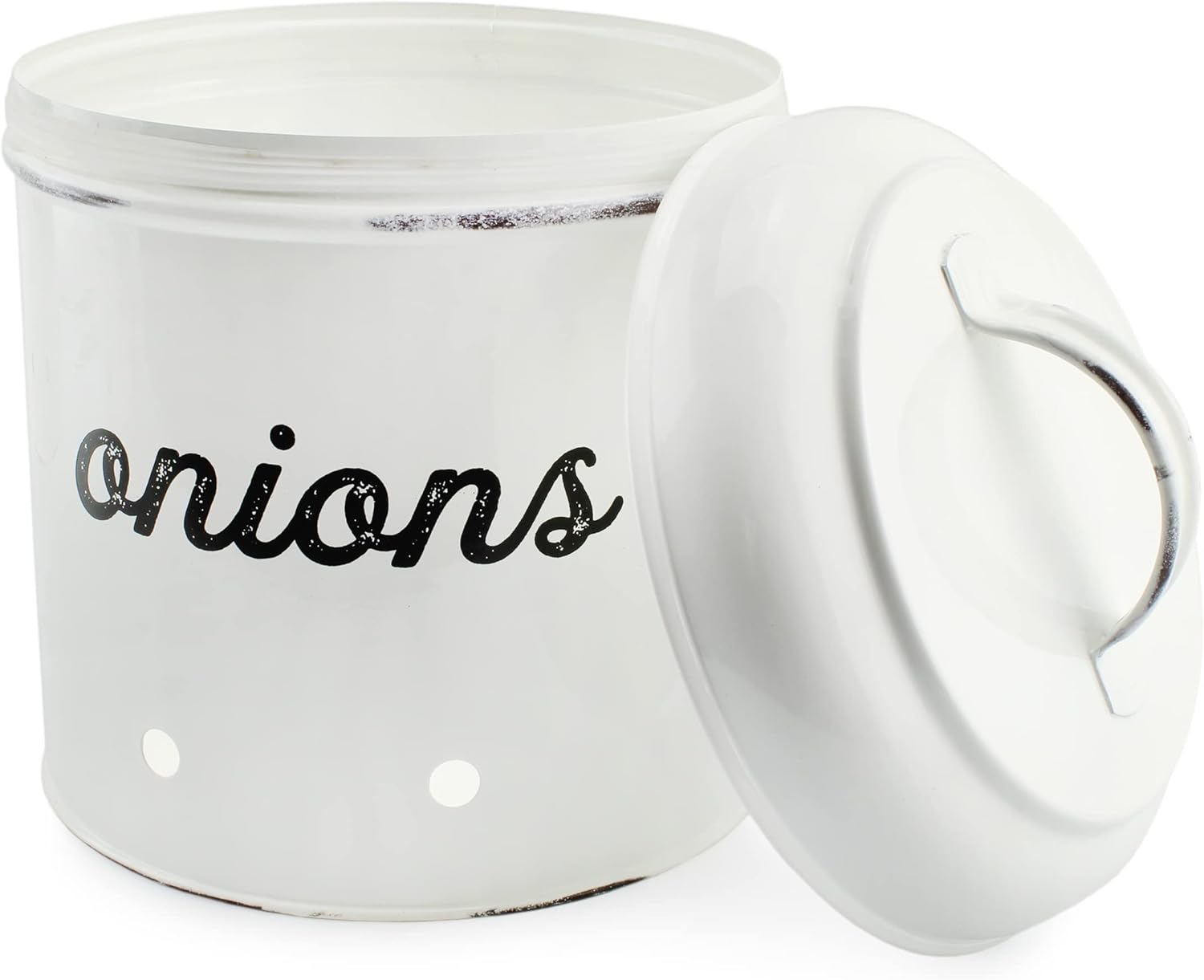 Buy AuldHome Potatoes, Onions and Garlic Canister Set; Rustic White