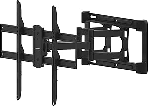 Amazon Basics Heavy Duty Dual Arm, Full Motion Articulating TV Mount for 37&#34; to 80&#34; TVs up to 132 lbs, Fits LED LCD OLED Flat Curved Screens, Black