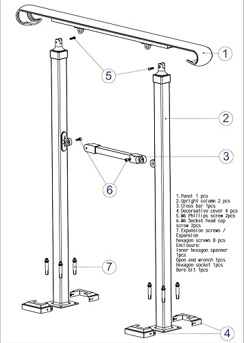 Miniatura 4 de Barandilla de escalera de mano para exteriores, para pasamanos de transición de 1 a 5 escalones para escalones al aire libre, pasamanos de aleación
