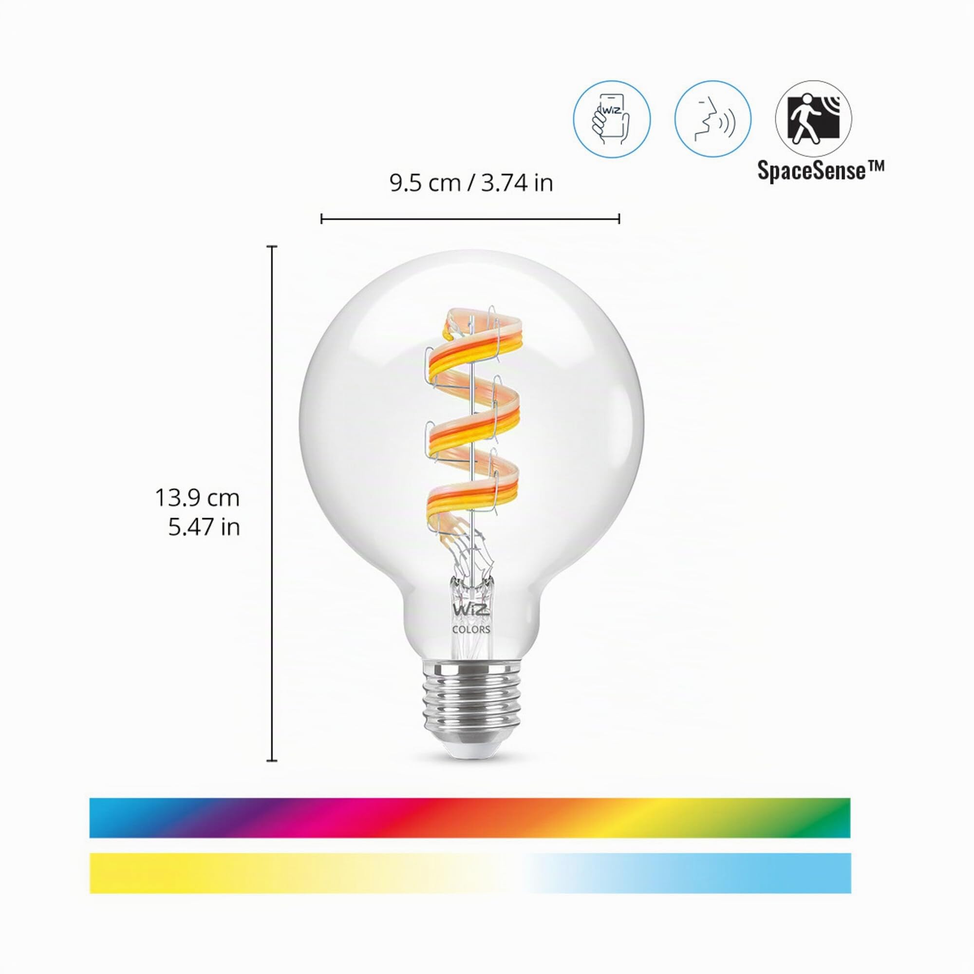 WiZ - Plafón led inteligente SuperSlim 22W a todo color, Wi-Fi, compatible con Alexa y Google Home, tecnología SpaceSense y Matter, Negro