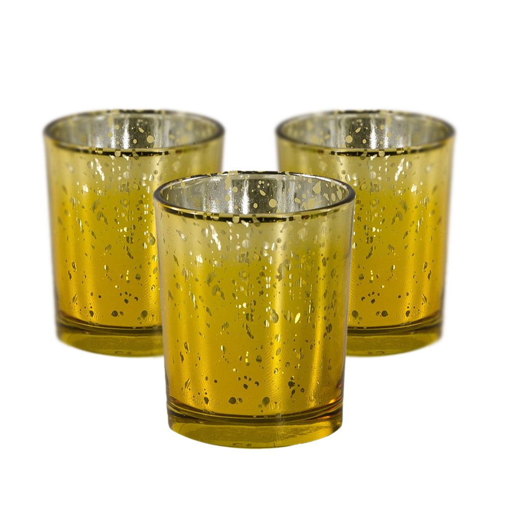 Mister Candle - Unscented Gold Mercury Filled Glass Votive Candles Jar, Perfect Home Decoration, Wedding Favors Hand Poured in USA (Set of 12) (Unscented)